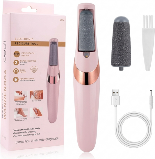 USB Rechargeable Foot Callus Remover – Electric File with LED Light & 2-Speed Settings for Smooth Feet
