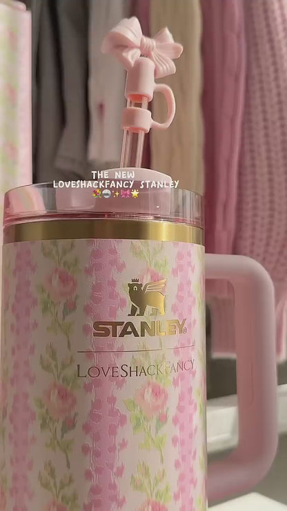 Stainless Steel Flower Design Tumbler – Vacuum Insulated Car Mug with Lid